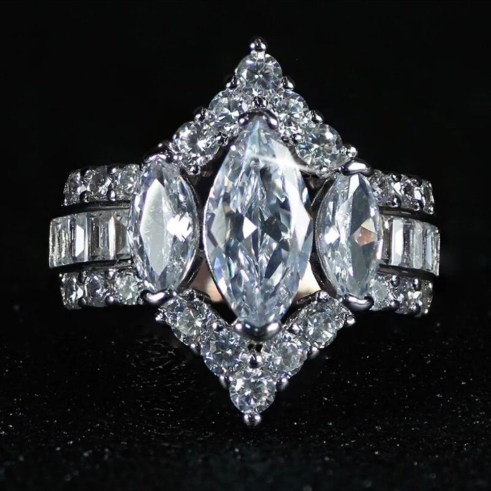 NEW ROSE GOLD DIAMOND S925 STERLING SILVER RING, BEAUTIFUL RING, SHINY RING. - Picture 6 of 6